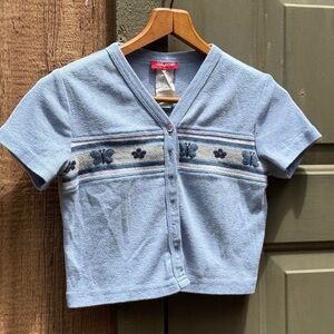 Y2K Jordache cropped butterfly tee blue size XXS